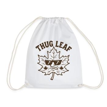 Thug Leaf Happy Fall Harvest Autumn Lover Wortsp - Drawstring Bag - white - Front