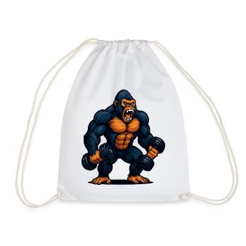 Gorilla Bodybuilding Fitness Power - Drawstring Bag - white - Front