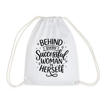 Behind every successful woman – Woman Power - Drawstring Bag - white - Front