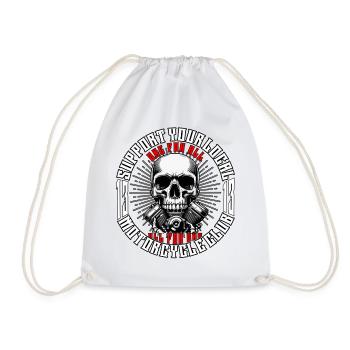 Biker Chopper Motorcyclist Skull with Motor - Drawstring Bag - white - Front