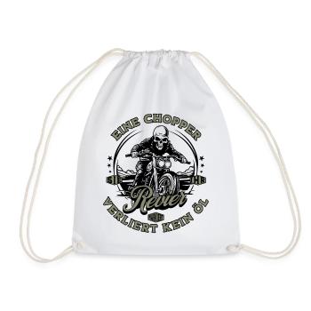 Motorcycle Biker Chopper Skeleton - Drawstring Bag - white - Front