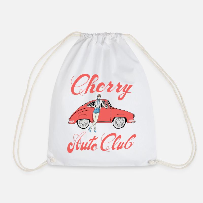 Cherry Auto Club - Drawstring Bag - white