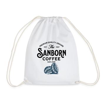 Blue Coffee Beans Illustration - Drawstring Bag - white - Front