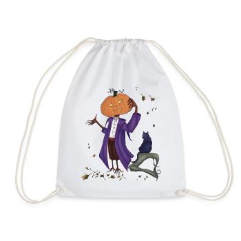 Dashing pumpkin in Purple Coat - Drawstring Bag - white - Front