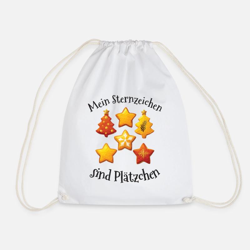 Funny Christmas Zodiac Cookie Motif - Drawstring Bag - white