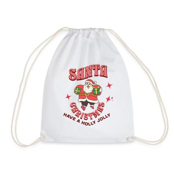Santa Gifts Cartoon Christmas Scene - Drawstring Bag - white - Front