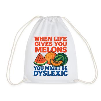 When Life Gives Melons Dyslexic - Drawstring Bag - white - Front