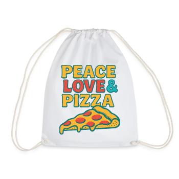 Peace Love Pizza Retro Tee - Drawstring Bag - white - Front