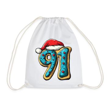 91 Number Cookie Christmas - Drawstring Bag - white - Front