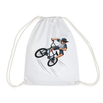 Freestyle BMX Street Artwork Trick Rider Street - Drawstring Bag - white - Front