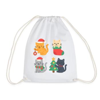Christmas Cats: Colorful Cat Editions - Drawstring Bag - white - Front
