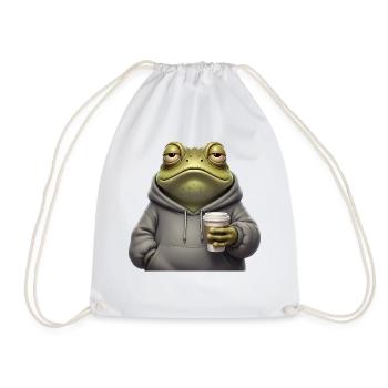 Müder Frosch Kaffee Morgenmuffel - Turnbeutel - Weiß - Vorne
