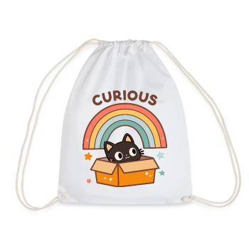 Chat Curieux en Carton Arc en Ciel - Sac de sport léger - blanc - Devant