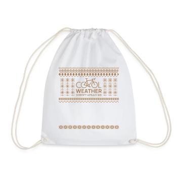 Jacquard Pattern Cycling for Winter - Drawstring Bag - white - Front