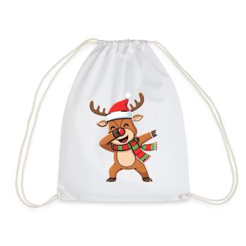 Lustiges dabbing Rentier Weihnachten - Turnbeutel - Weiß - Vorne