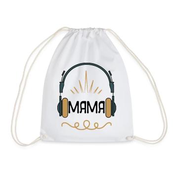 Mom & Music – Retro Headphone Design for Music - Drawstring Bag - white - Front