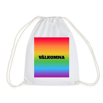 LGBT safe space in Swedish - welcome vaelkomna - Drawstring Bag - white - Front