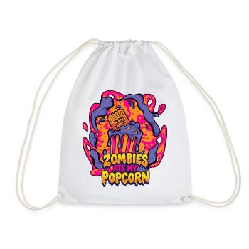 Zombies eat my popcorn - Drawstring Bag - white - Front