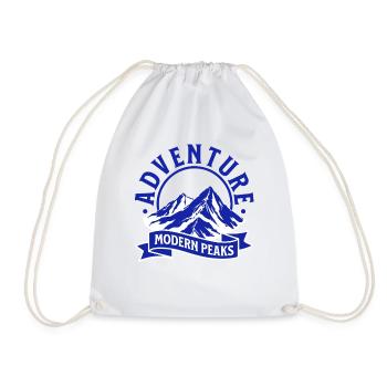 Modern Mountain Adventure Peaks Logo - Drawstring Bag - white - Front