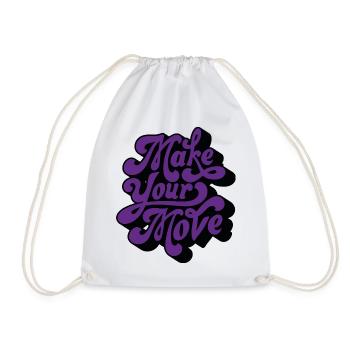 Make Your Move Retro Script - Drawstring Bag - white - Front