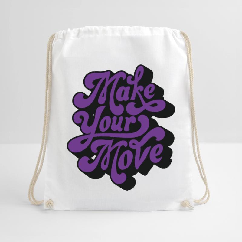 Make Your Move Retro Script Drawstring Bag