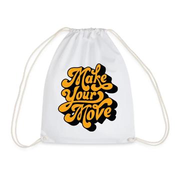Make Your Move Retro Script - Drawstring Bag - white - Front