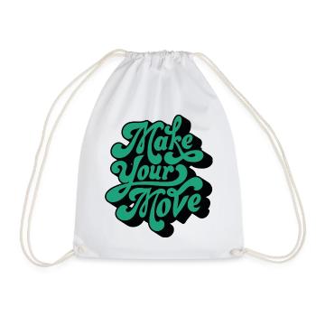 Make Your Move – Retro Script Motif - Drawstring Bag - white - Front