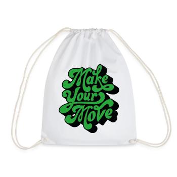 Make Your Move – Retro Handtext - Drawstring Bag - white - Front