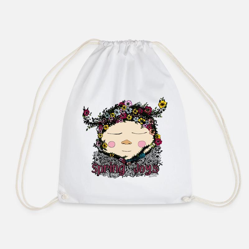 Spring Joy Gnome – Gemütliche Naturillustration - Turnbeutel - Weiß