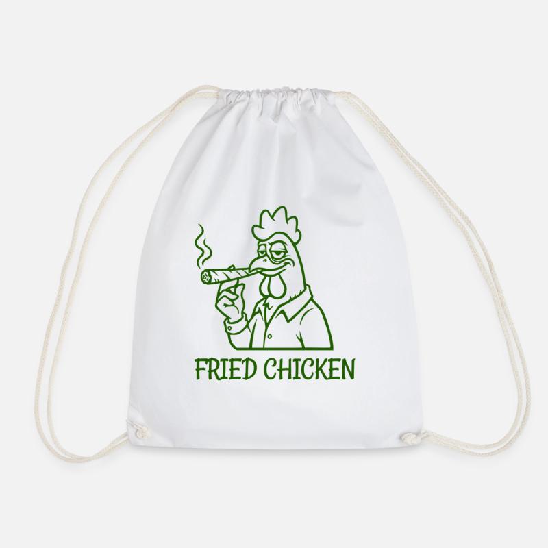 Fried Chicken Lustiges Rauchendes Huhn  - Turnbeutel - Weiß