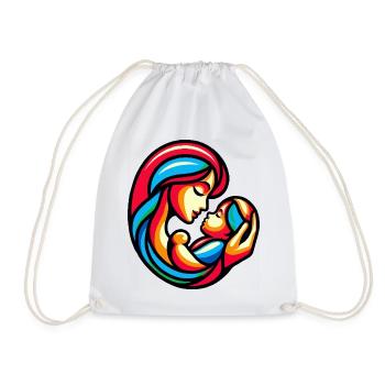 Colorful Mother-Child Harmony - Drawstring Bag - white - Front