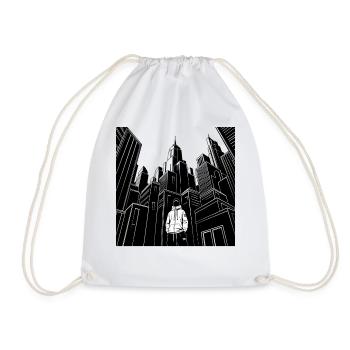 Urban Streetwear City Skyline Hoodie Design - Drawstring Bag - white - Front