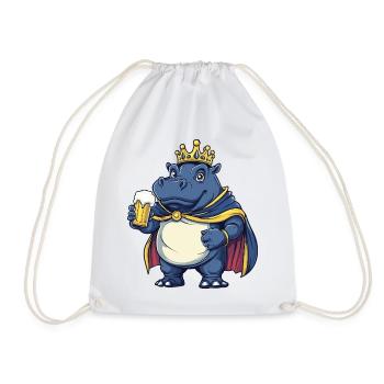 Hippo Beer King - Drawstring Bag - white - Front