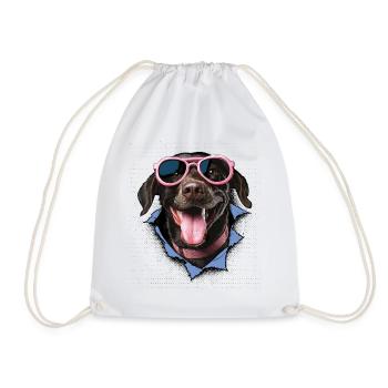 Chien avec des lunettes de soleil roses - Sac de sport léger - blanc - Devant