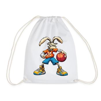 Bunny Basketball / Rabbit Baller - Drawstring Bag - white - Front
