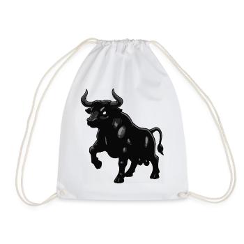 Silhouette du taureau noir avec brillance - Sac de sport léger - blanc - Devant