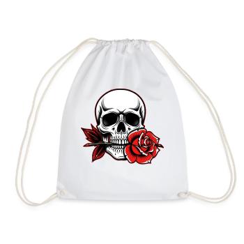 Skull Rose pour les fans de tatouage gothique rockabilly - Sac de sport léger - blanc - Devant