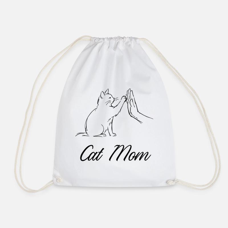 Cat Mom - Drawstring Bag - white