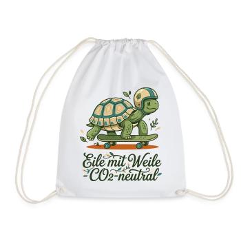 Schildkröte Skateboard Nachhaltig Spruch Design - Turnbeutel - Weiß - Vorne
