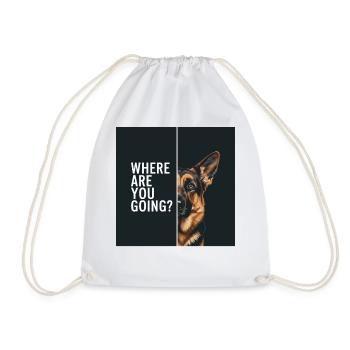 German Shepherd for Dog Fans, Animal Lovers - Drawstring Bag - white - Front