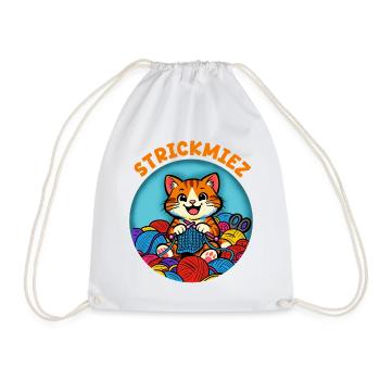 Strickmiez im Meer aus Wolle - Turnbeutel - Weiß - Vorne
