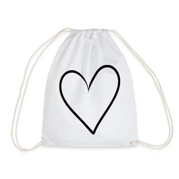 Dessin en ligne de cœur dessiné à la main - Sac de sport léger - blanc - Devant