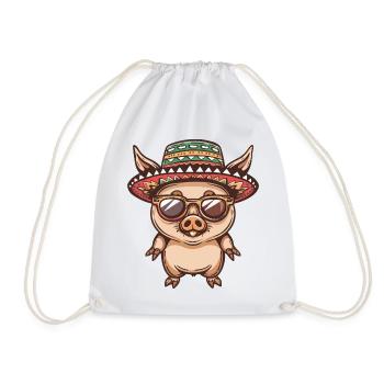 Schwein Sombrero Wildschwein - Turnbeutel - Weiß - Vorne