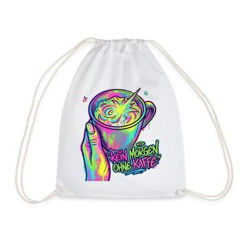 Kaffee Neon Splash – Morgenkick - Turnbeutel - Weiß - Vorne