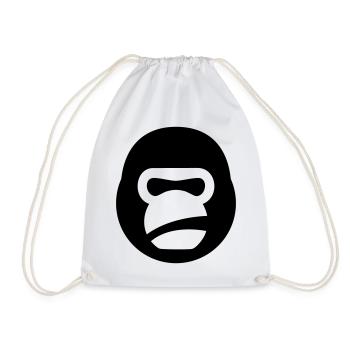 Gorilla Kettlebell – Gym Beast Logo - Drawstring Bag - white - Front