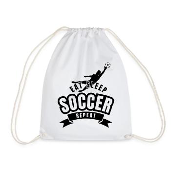EAT SLEEP SOCCER REPEAT - Drawstring Bag - white - Front