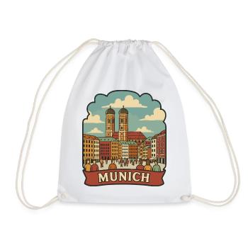 Autocollant rétro de voyage Frauenkirche de Munich - Sac de sport léger - blanc - Devant