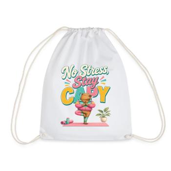 No Stress, Stay Capy! Capybara - Drawstring Bag - white - Front