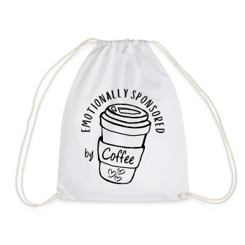 Emotionally Sponsored by Coffee Caffeine Addict - Drawstring Bag - white - Front
