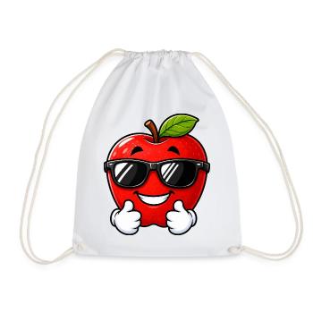 Süßer Kawaii Apfel mit Daumen hoch - Turnbeutel - Weiß - Vorne